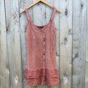 Raya Sun Terracotta Embroidered Sleeveless Dress